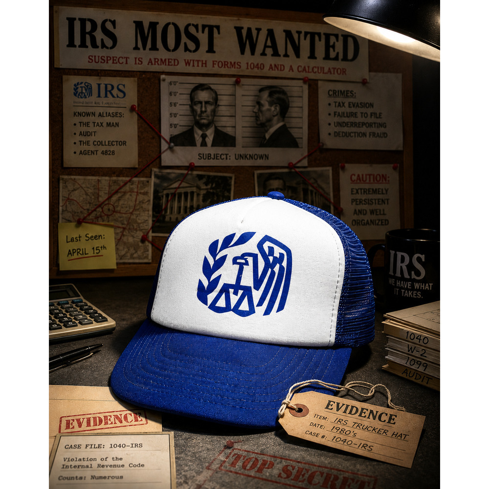 Vintage 1980's IRS Internal Revenue Service Mesh Trucker Snapback Hat USA Tax